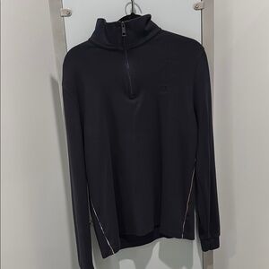 Burberry Black Zip Up Sweater with High Collar